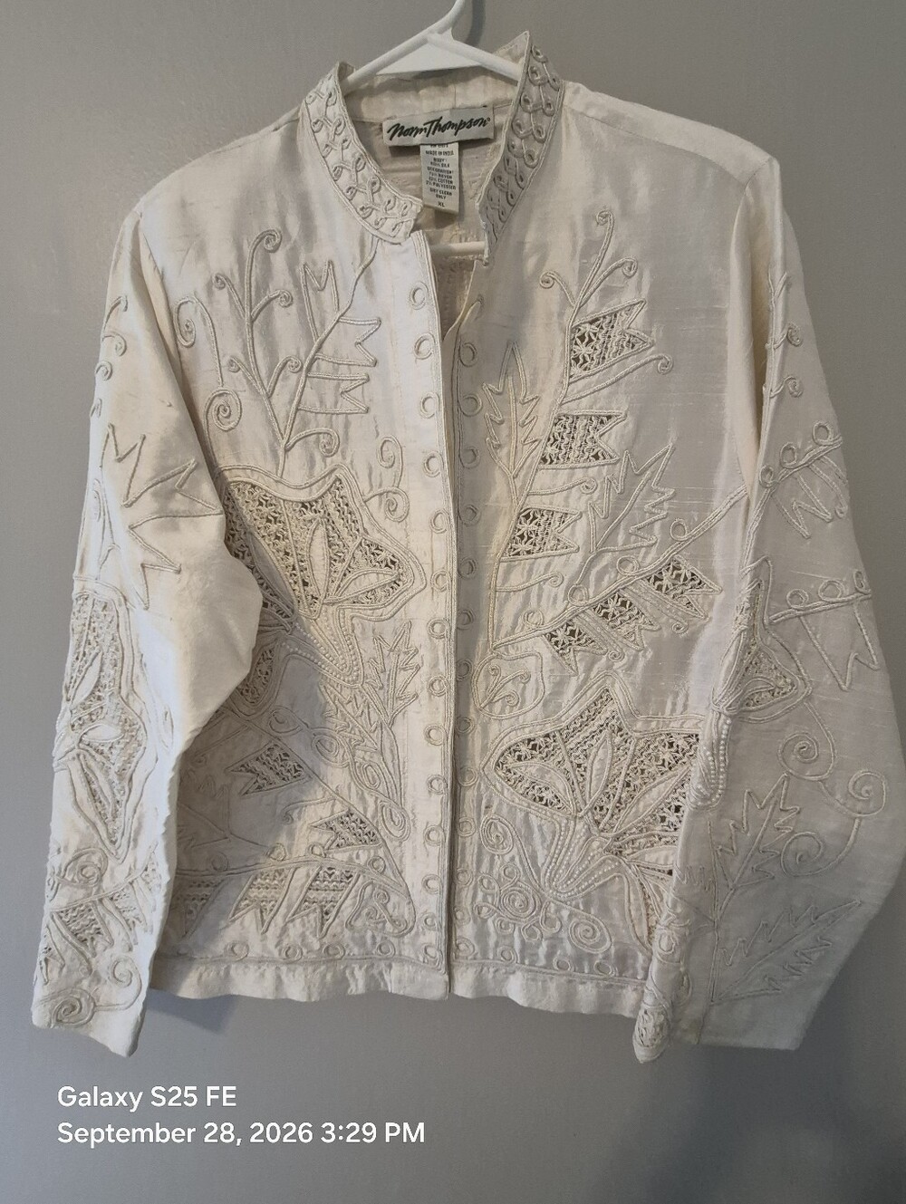 Norm Thompson Ivory Embroidered Cutwork Jacket